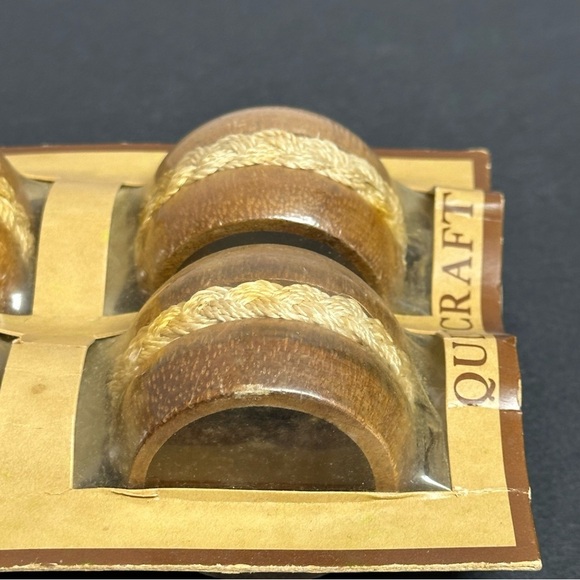 Wood Napkin Rings Quilt Craft Set of 4 Boho Modern Chic New in Package - Picture 7 of 8